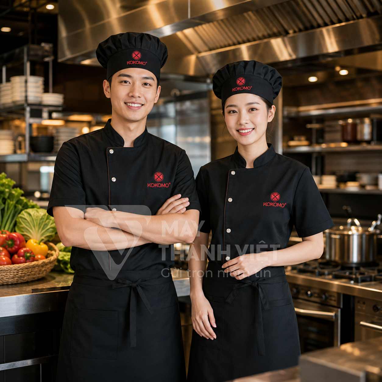 áo bếp đen ao bep den