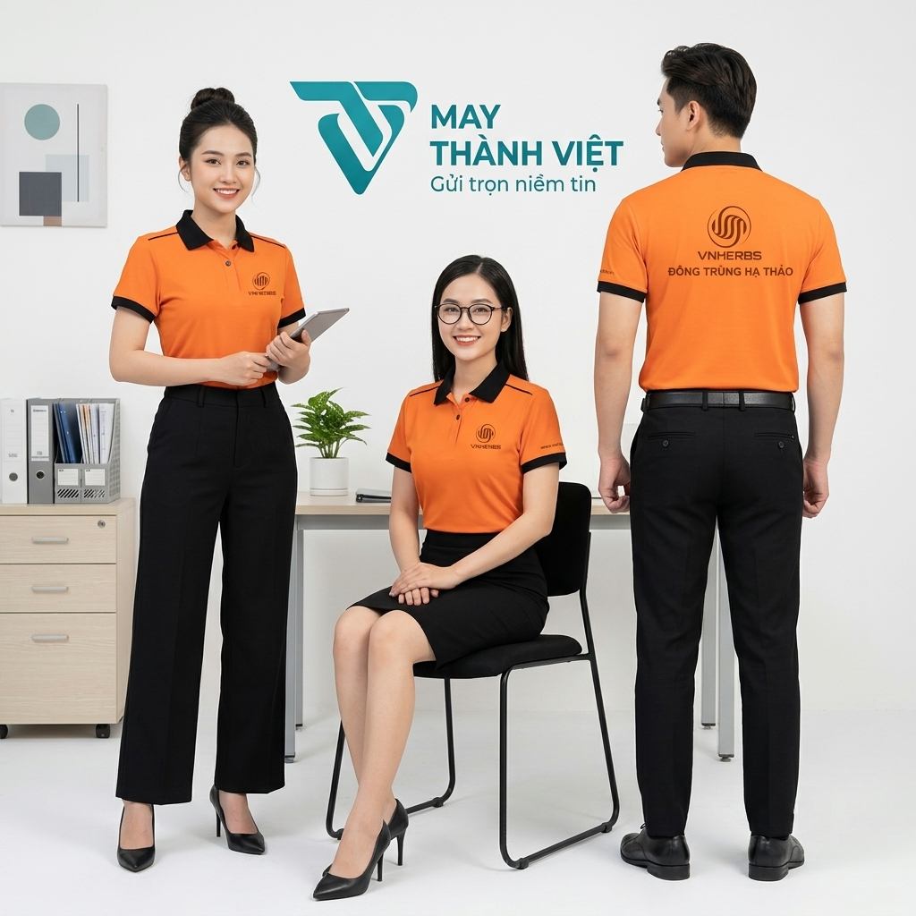 áo đồng phục màu cam ao dong phuc mau cam