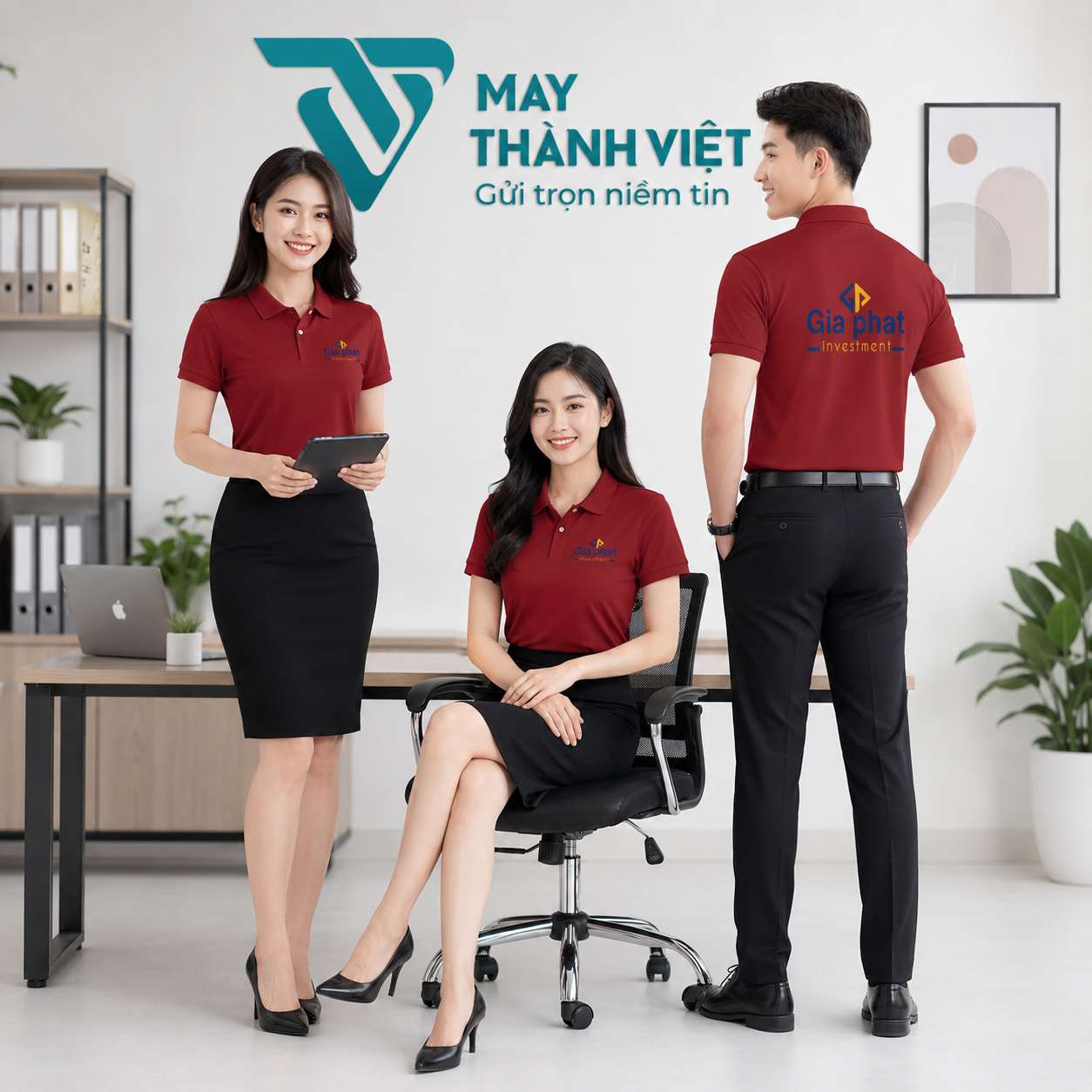 áo đồng phục màu đỏ ao dong phuc mau do