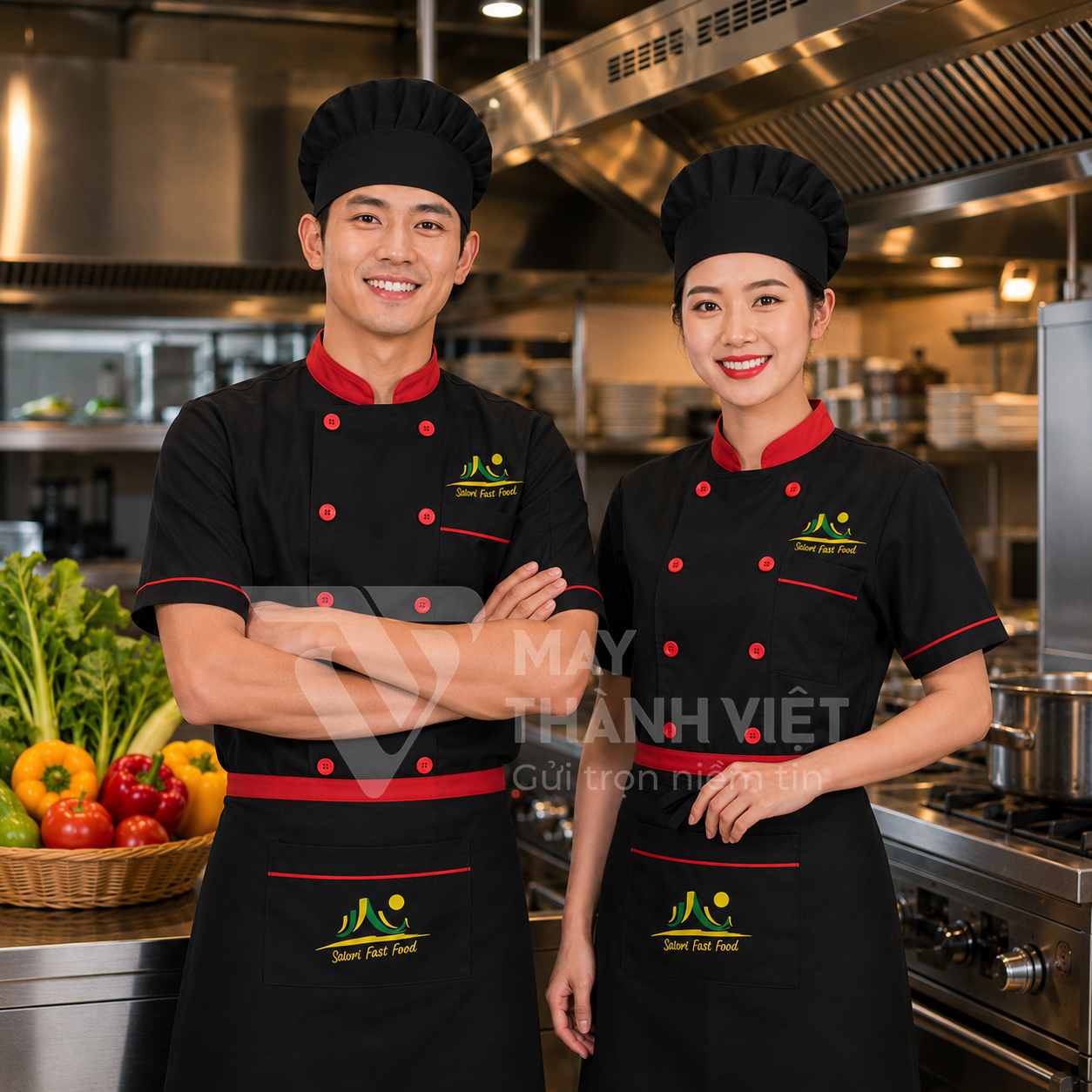 may đồng phục đầu bếp may dong phuc dau bep