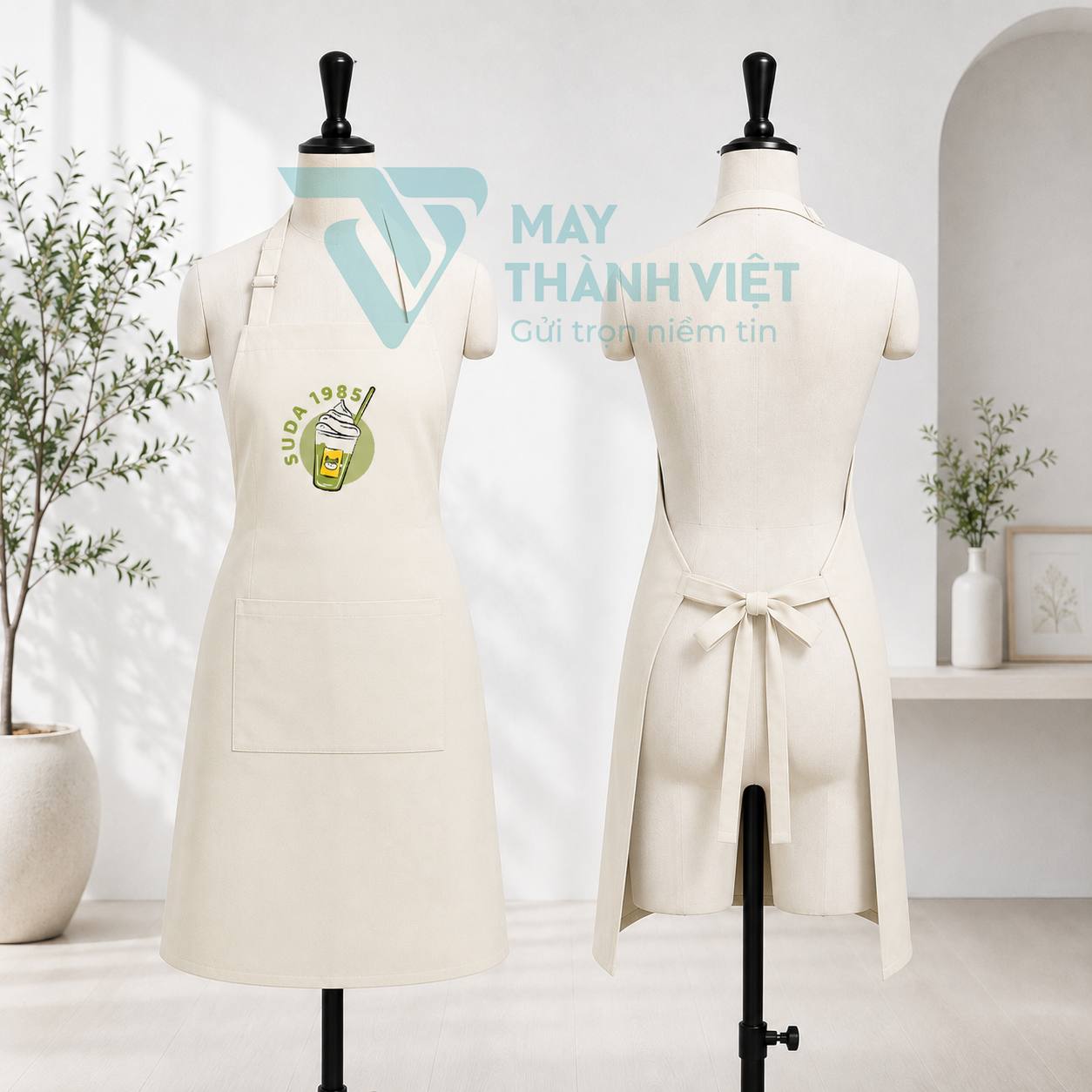 tạp dề màu trắng tap de mau trang