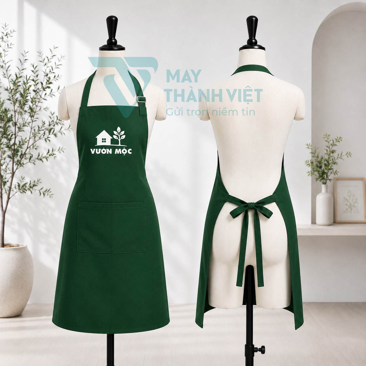 tạp dề màu xanh lá cây tap de mau xanh la cay
