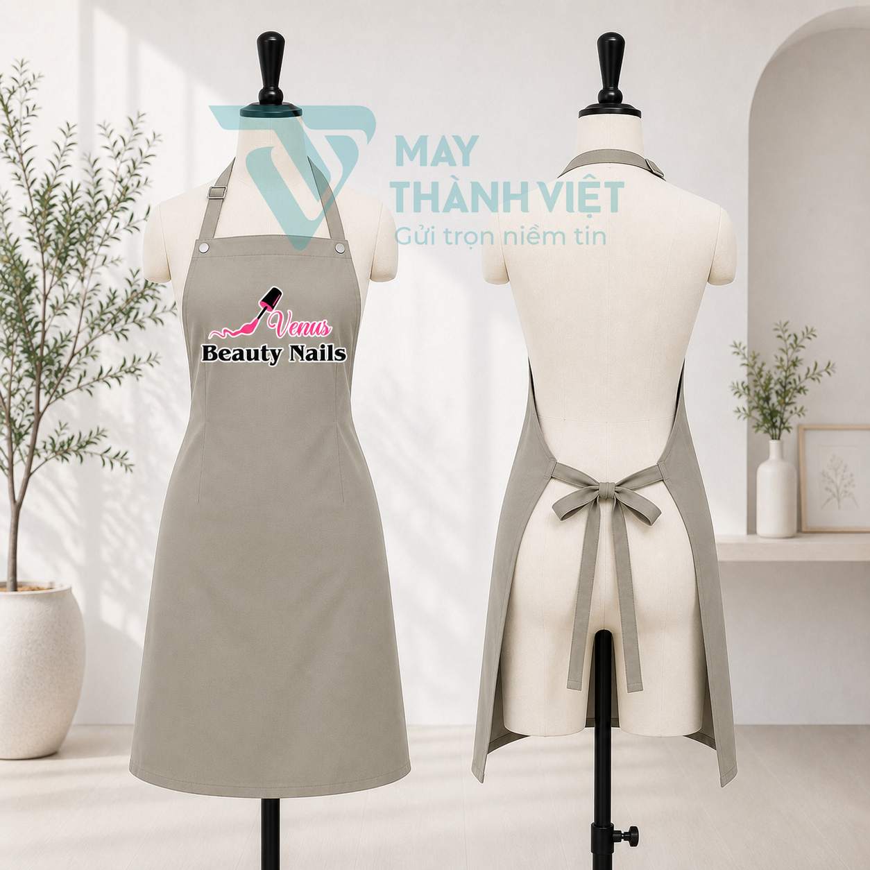 tạp dề tiệm nail tap de tiem nail