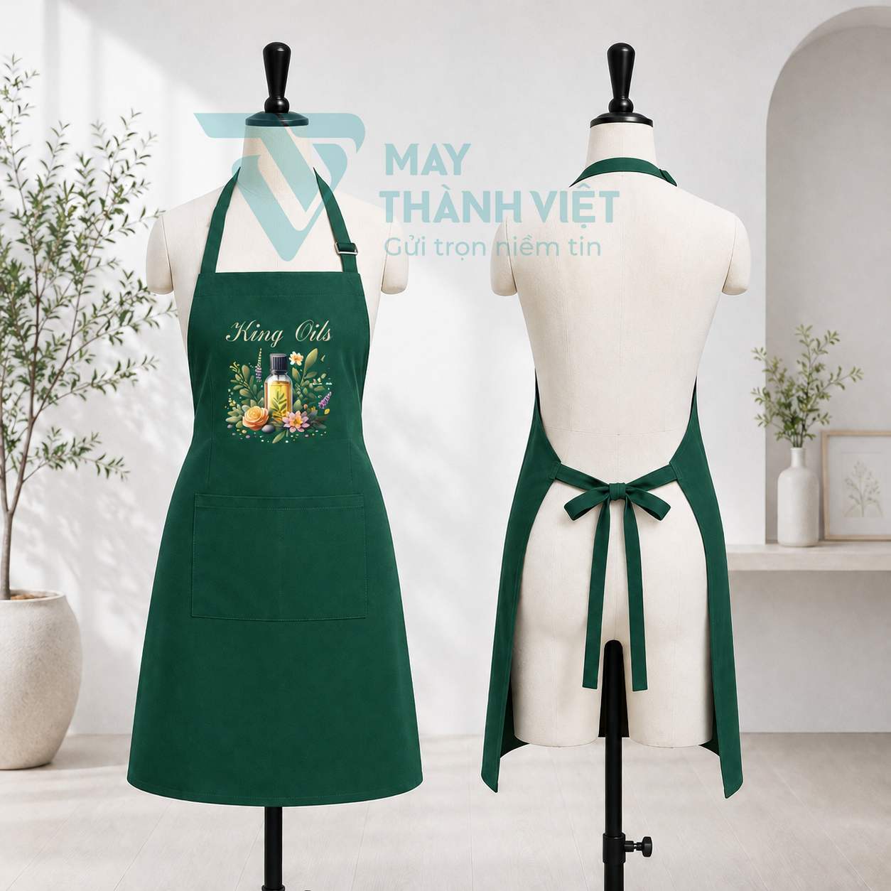 tạp dề xanh lá tap de xanh la