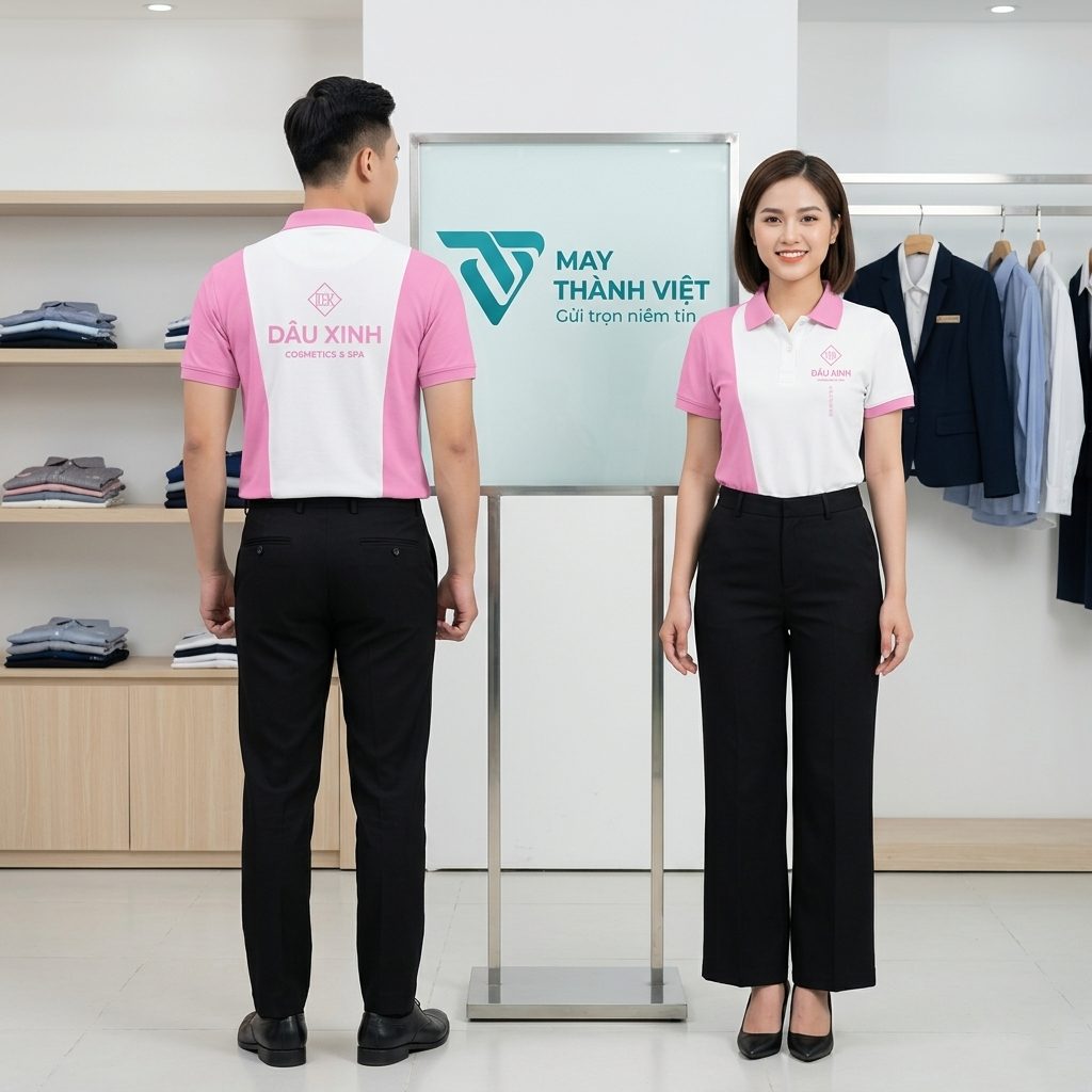 áo đồng phục màu hồng ao dong phuc mau hong