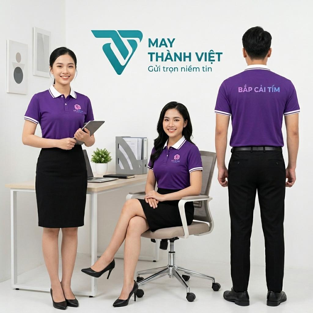 áo đồng phục màu tím ao dong phuc mau tim